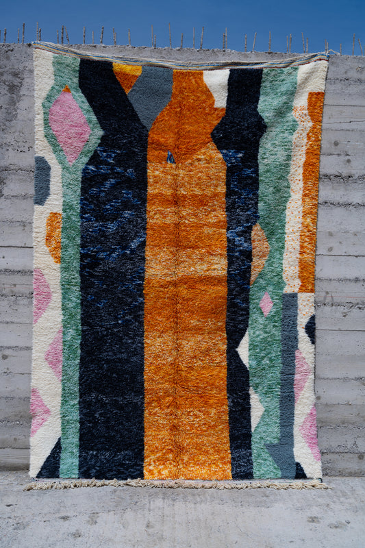 Moroccan Beni Ourain Luxury Handmade Rug - Vintage Artwork