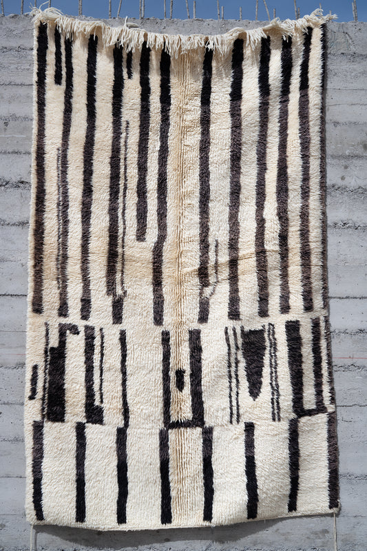 Moroccan Beni Ourain Luxury Handmade Rug - Vintage Stripes