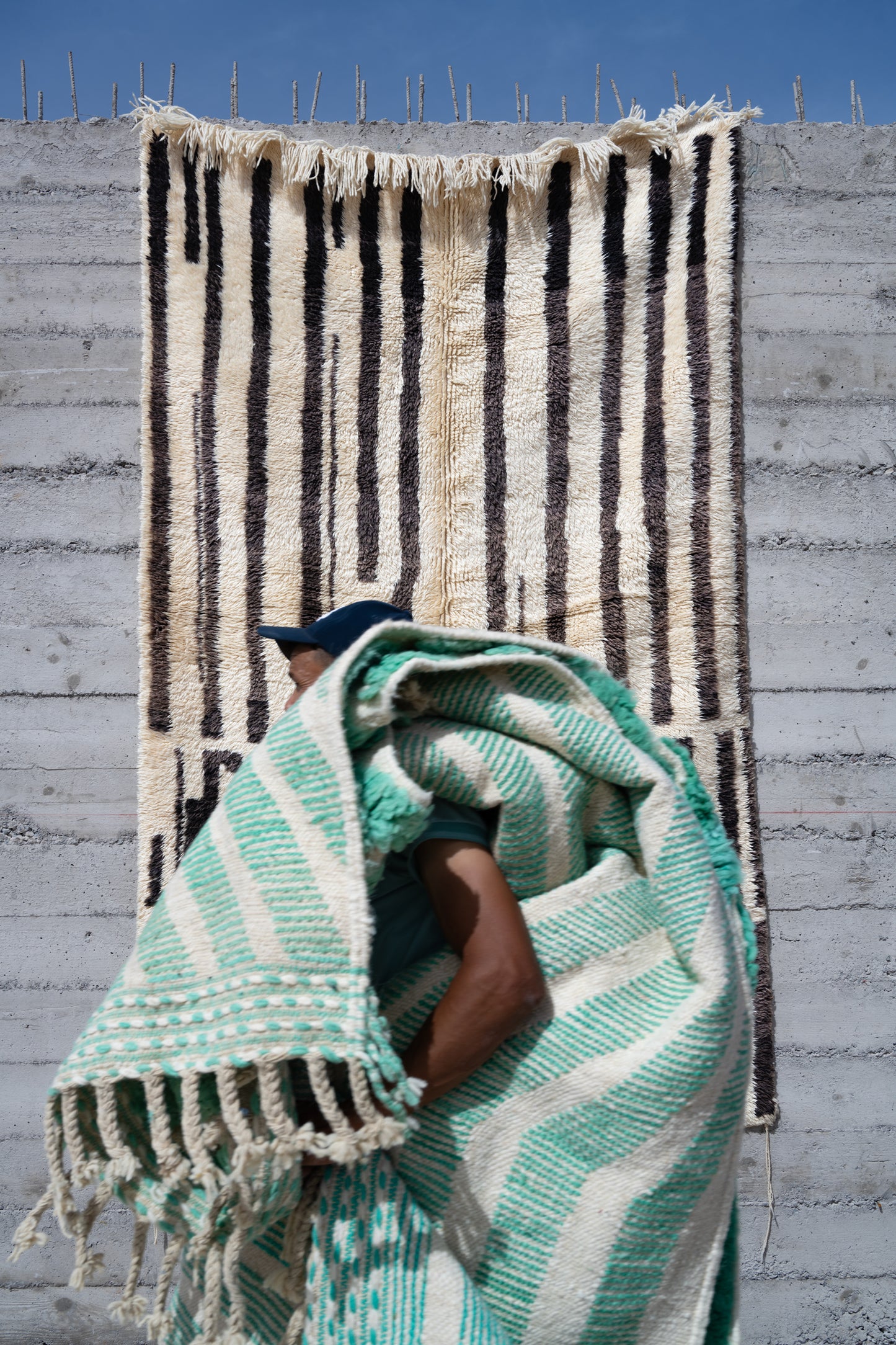 Moroccan Beni Ourain Luxury Handmade Rug - Vintage Stripes