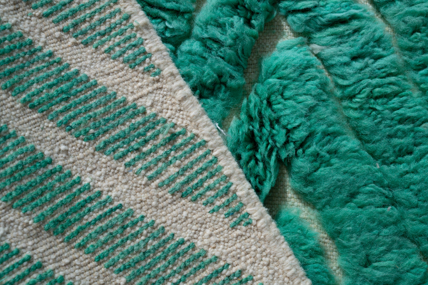 Moroccan Beni Ourain Luxury Handmade Rug - Lush Green