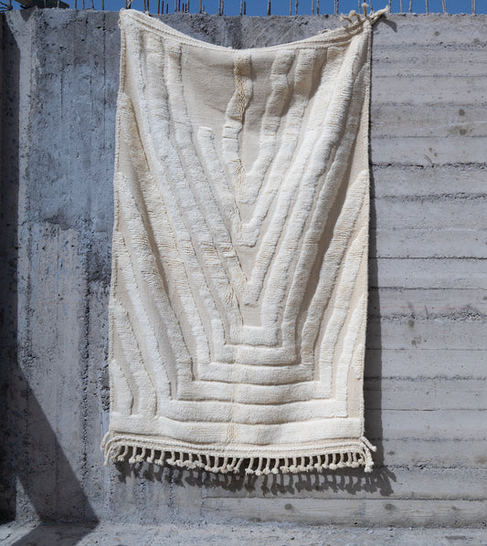 Moroccan Beni Ourain Luxury Handmade Rug - Milky White