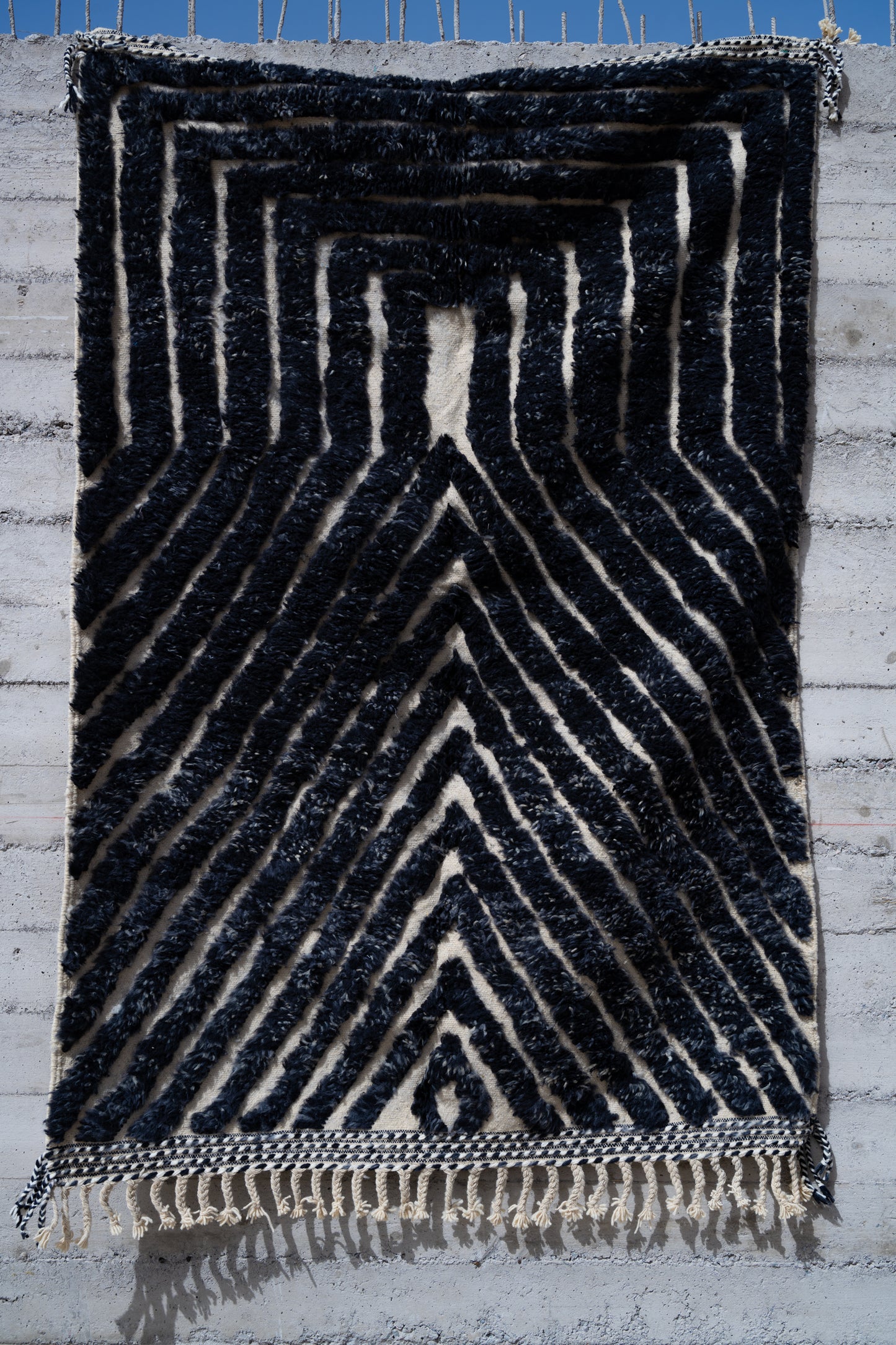 Moroccan Beni Ourain Luxury Handmade Rug - Midnight Black