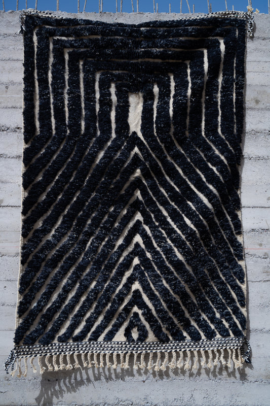 Moroccan Beni Ourain Luxury Handmade Rug - Midnight Black