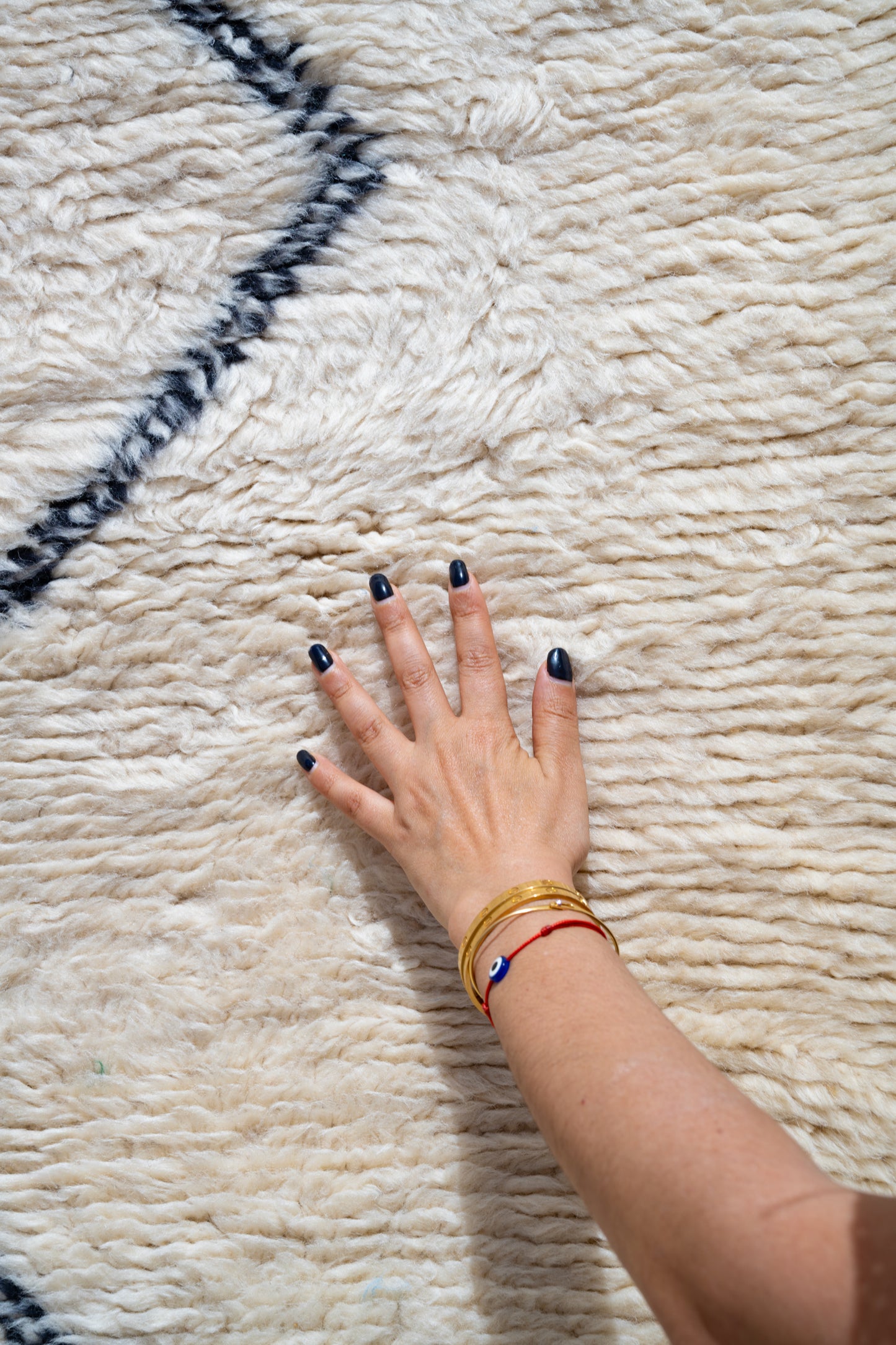 Moroccan Beni Ourain Luxury Handmade Rug - Beige Lozenges