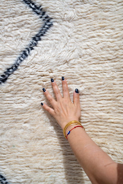Moroccan Beni Ourain Luxury Handmade Rug - Beige Lozenges