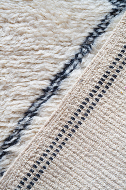 Moroccan Beni Ourain Luxury Handmade Rug - Beige Lozenges