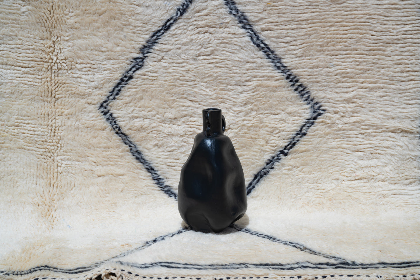 Moroccan Beni Ourain Luxury Handmade Rug - Beige Lozenges