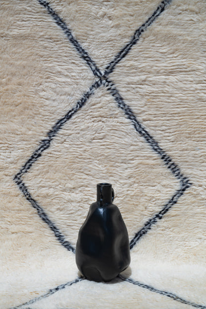 Moroccan Beni Ourain Luxury Handmade Rug - Beige Lozenges