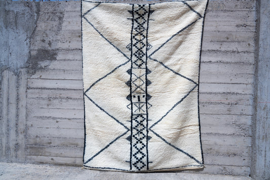 Moroccan Beni Ourain Luxury Handmade Rug - Berber Vintage Pattern