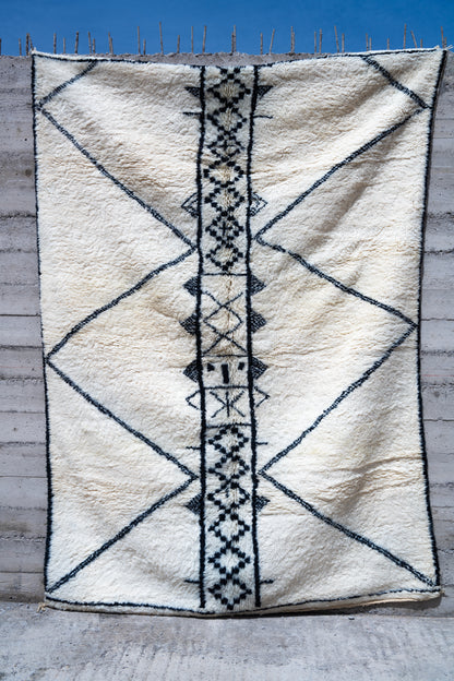 Moroccan Beni Ourain Luxury Handmade Rug - Berber Vintage Pattern
