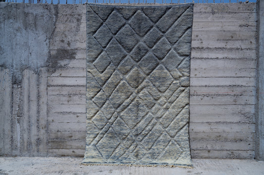 Moroccan M'rirt Luxury Handmade Rug - Vintage Denim Blue