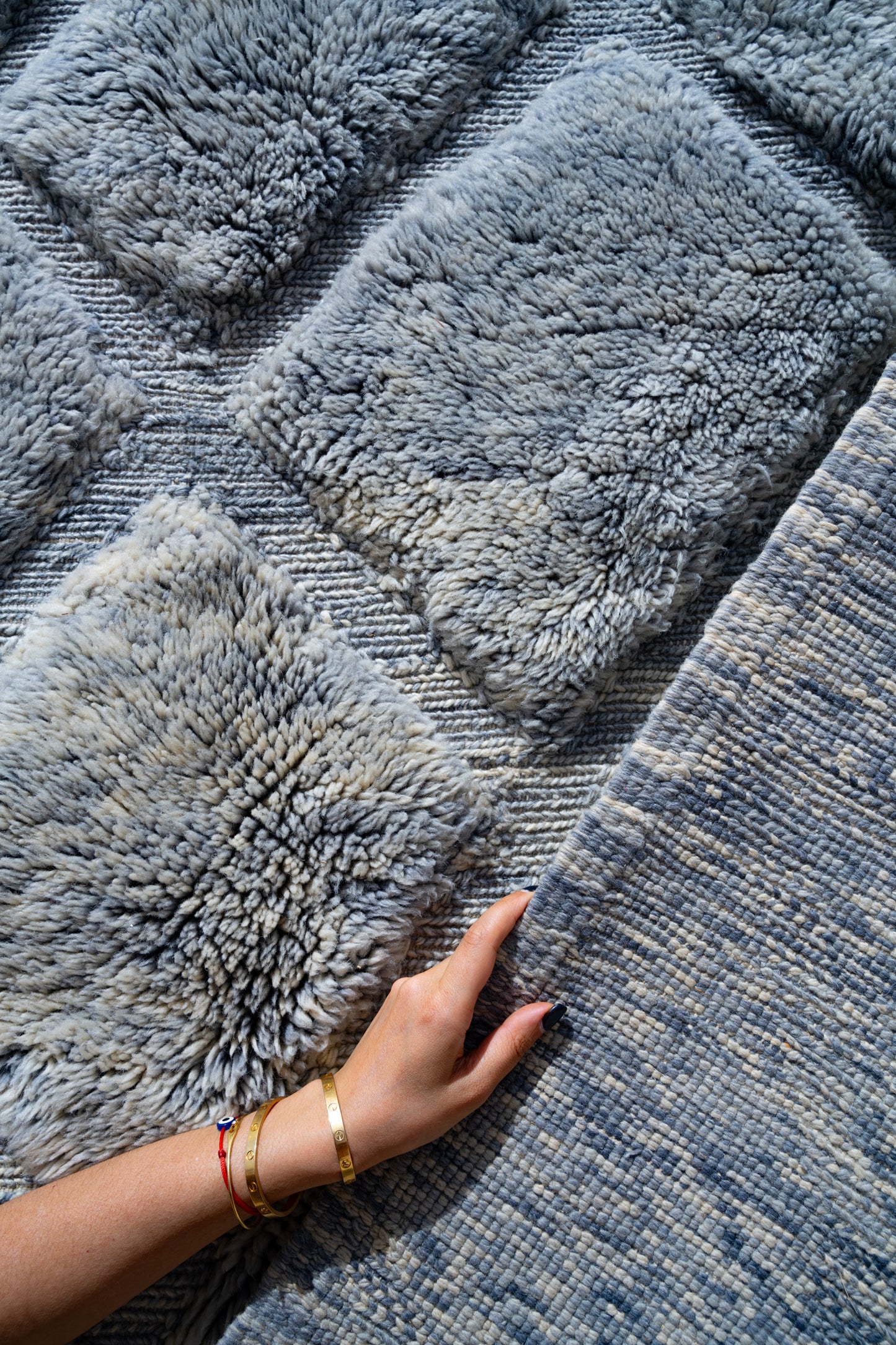 Moroccan M'rirt Luxury Handmade Rug - Vintage Denim Blue