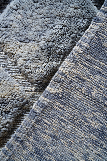 Moroccan M'rirt Luxury Handmade Rug - Vintage Denim Blue