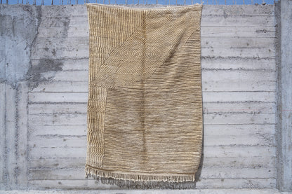 Moroccan M'rirt Luxury Handmade Rug - Latte Striped