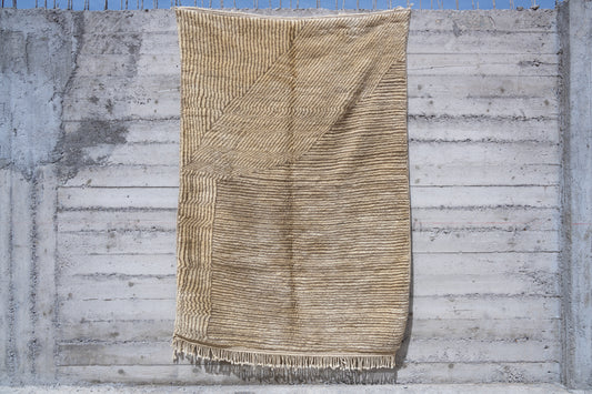 Moroccan M'rirt Luxury Handmade Rug - Latte Striped