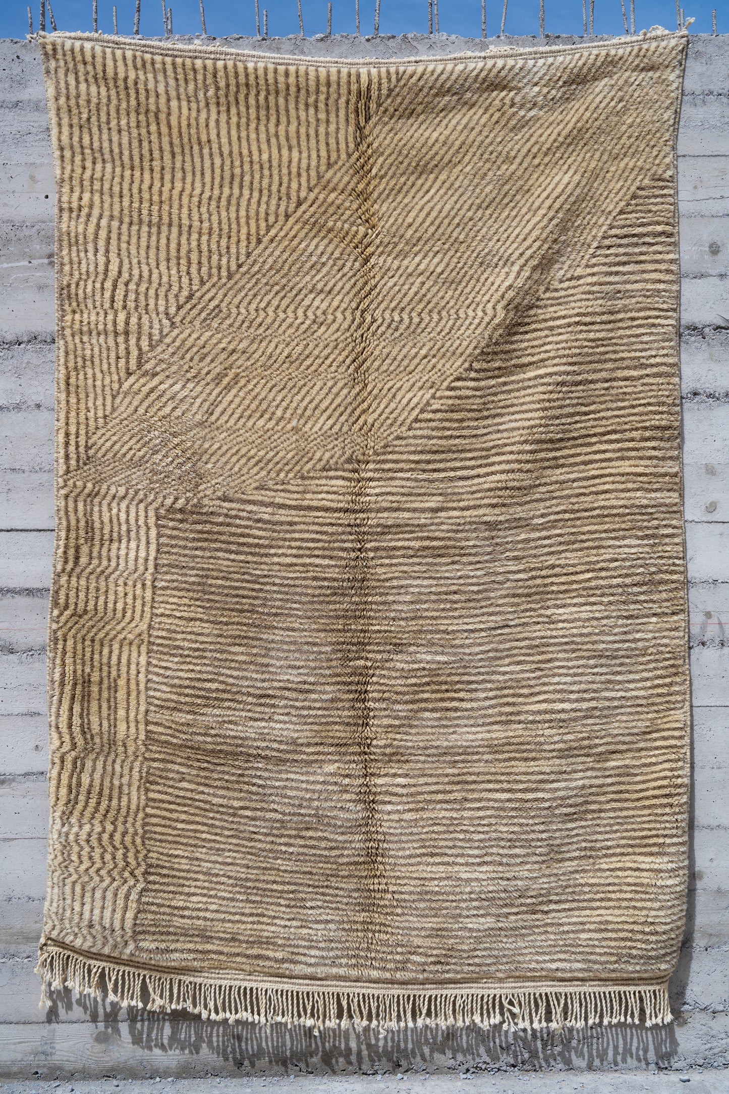 Moroccan M'rirt Luxury Handmade Rug - Latte Striped