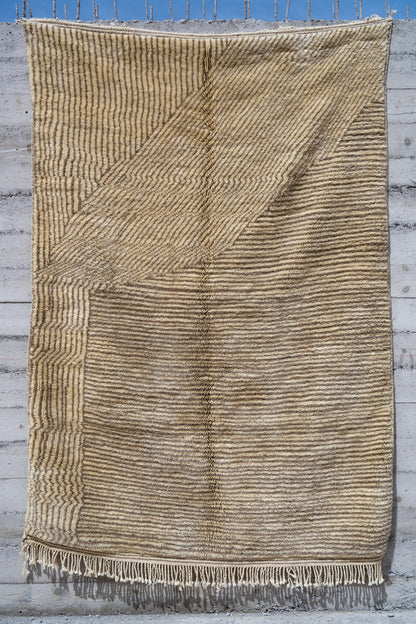 Moroccan M'rirt Luxury Handmade Rug - Latte Striped