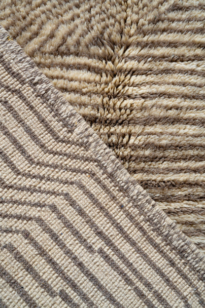 Moroccan M'rirt Luxury Handmade Rug - Latte Striped