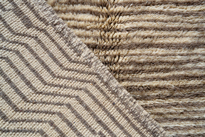 Moroccan M'rirt Luxury Handmade Rug - Latte Striped
