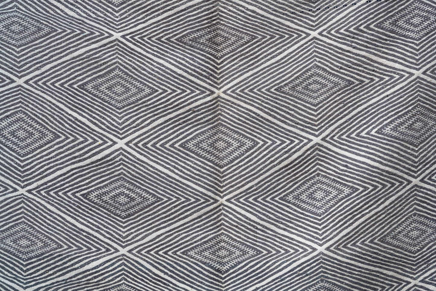 Double side - Moroccan M'rirt Luxury Handmade KILIM Rug - Blue grey