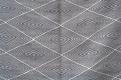 Double side - Moroccan M'rirt Luxury Handmade KILIM Rug - Blue grey