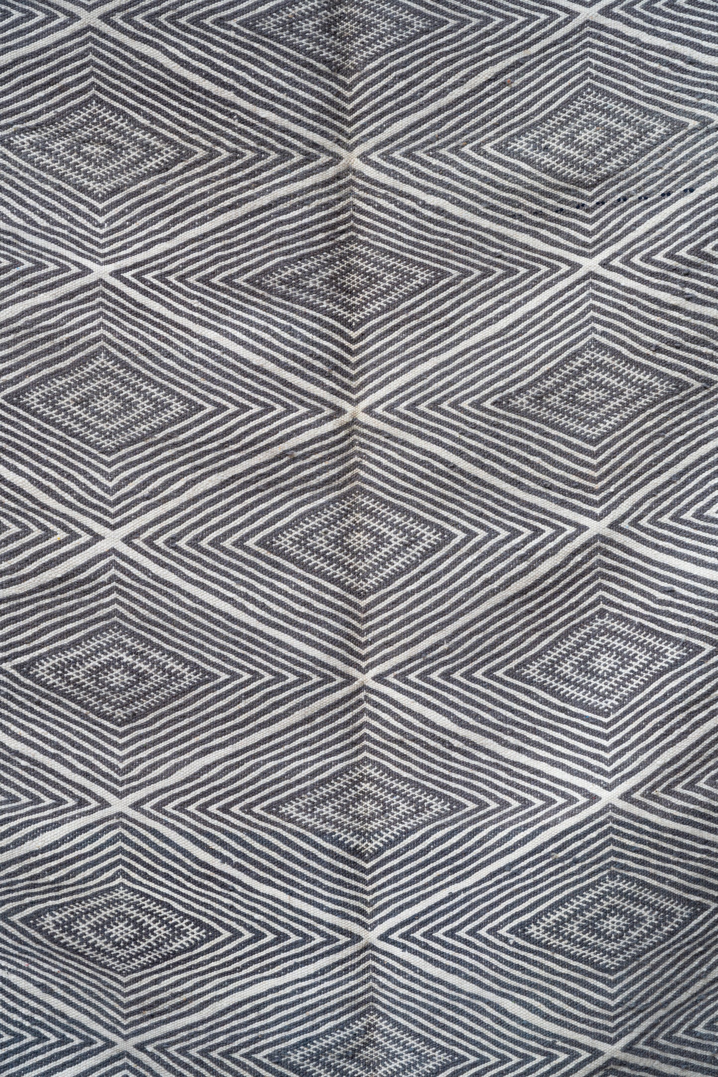 Double side - Moroccan M'rirt Luxury Handmade KILIM Rug - Blue grey