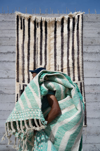 Moroccan Beni Ourain Luxury Handmade Rug - Vintage Stripes