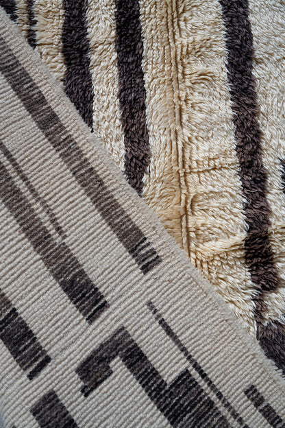 Moroccan Beni Ourain Luxury Handmade Rug - Vintage Stripes