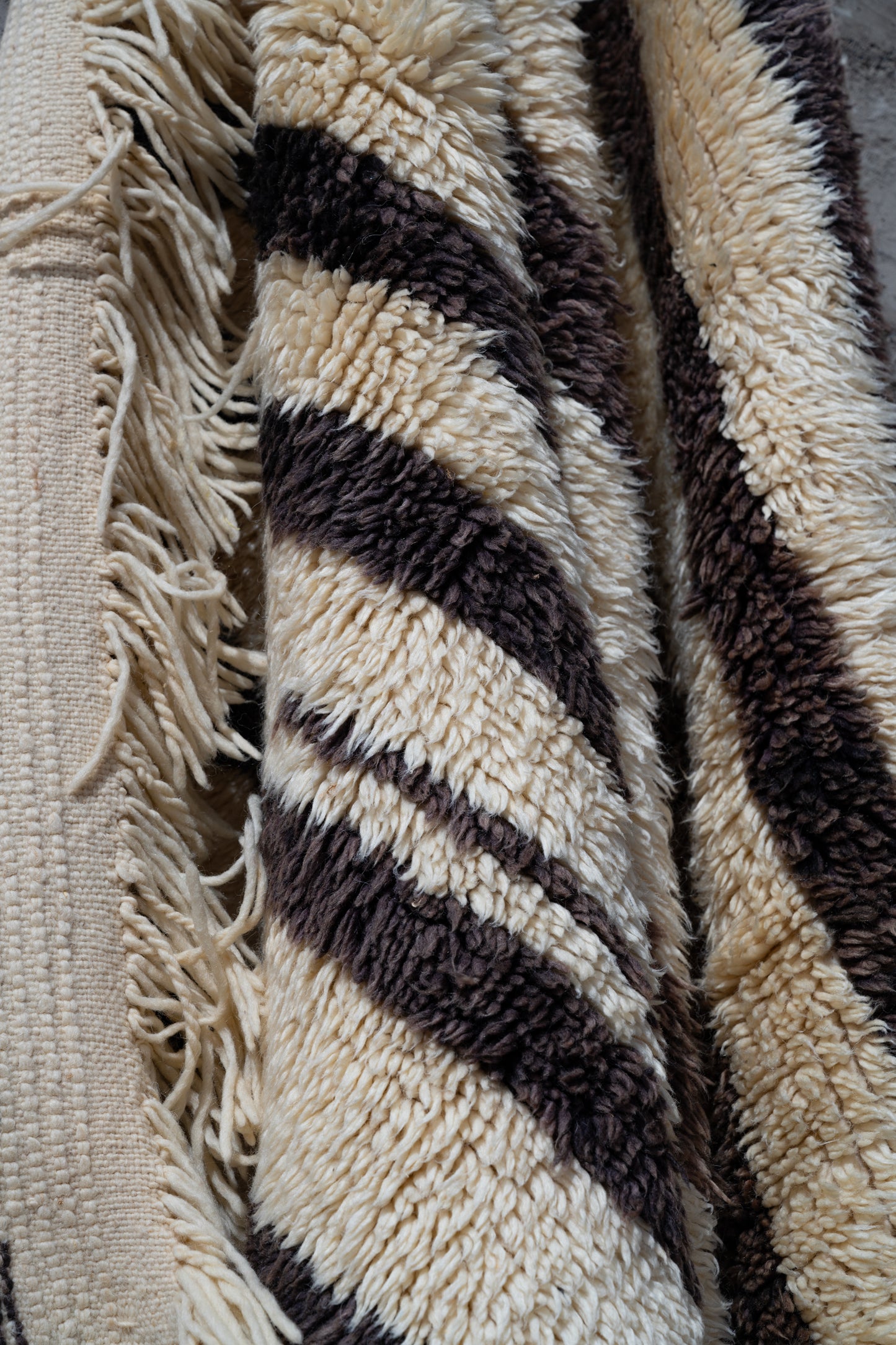Moroccan Beni Ourain Luxury Handmade Rug - Vintage Stripes