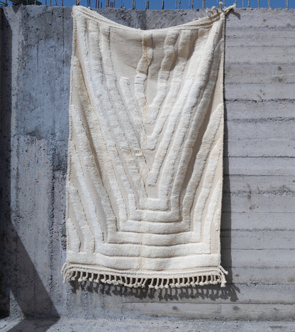 Moroccan Beni Ourain Luxury Handmade Rug - Milky White