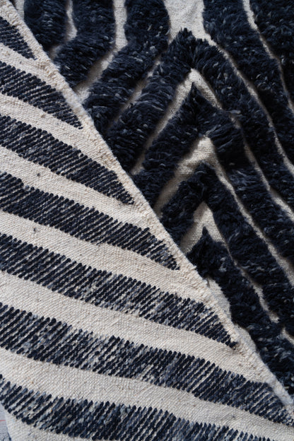 Moroccan Beni Ourain Luxury Handmade Rug - Midnight Black
