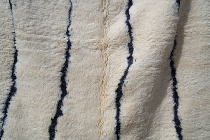 Moroccan Beni Ourain Luxury Handmade Rug - Beige Vintage Stripes